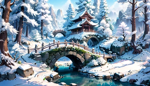 winter village,christmas landscape,snow bridge,winter house,winter festival,winter background,winter landscape,fairy village,korean village snow,snow scene,alpine village,christmas town,snow landscape,winter forest,winter animals,snowy landscape,christmas scene,north pole,nordic christmas,winter wonderland,Anime,Anime,Traditional