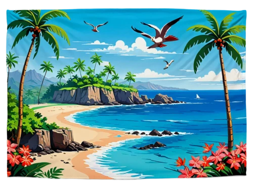 beach landscape,tropical beach,beach towel,luau,honolulu,hawaii,tropical birds,landscape background,coastal landscape,tropical floral background,beach scenery,tropical sea,dream beach,coconut trees,paradise beach,tropical island,hawaiian hibiscus,palm tree vector,palmtrees,background vector,Unique,Pixel,Pixel 05