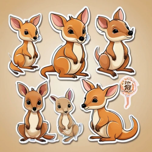 rodentia icons,fox stacked animals,animal stickers,little fox,kit fox,child fox,jerboa,fennec,corgis,basenji,cute fox,stickers,clipart sticker,adorable fox,corgi-chihuahua,small animals,kangaroos,ear tags,kangaroo,toy fox terrier,Unique,Design,Sticker