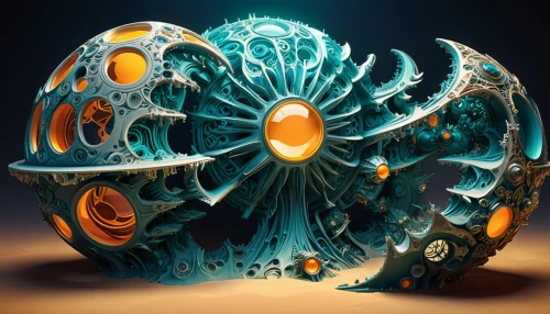 nautilus,deep sea nautilus,mandelbulb,chambered nautilus,gear shaper,mechanical fan,steampunk gears,wind engine,cinema 4d,argus,torus,cog,fractalius,gears,coil,mitochondrion,ringed-worm,3d bicoin,glass sphere,artifact,Illustration,Realistic Fantasy,Realistic Fantasy 39