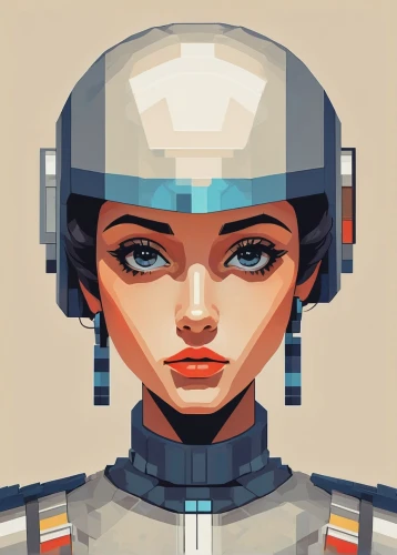 vector girl,robot icon,droid,sci fiction illustration,vector illustration,bot icon,vector art,sci fi,retro girl,helmet,vector graphic,scifi,retro woman,princess leia,bb8-droid,wreck self,sci - fi,sci-fi,vector,adobe illustrator,Illustration,Paper based,Paper Based 23