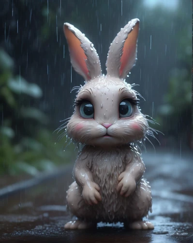 thumper,little rabbit,little bunny,bunny,cute cartoon character,peter rabbit,rabbit,in the rain,baby bunny,walking in the rain,baby rabbit,rainy,cottontail,wood rabbit,rainy day,my neighbor totoro,stitch,raindops,dwarf rabbit,rainbow rabbit