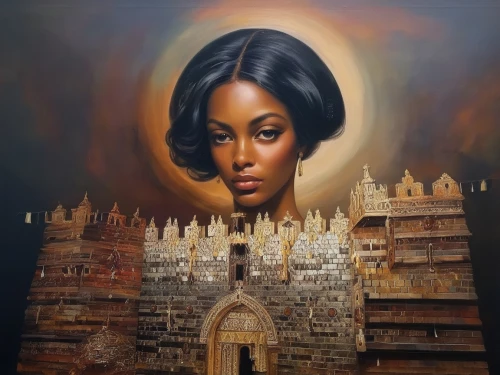 church painting,oil painting on canvas,the prophet mary,gothic portrait,sacred art,oil on canvas,mary-gold,african american woman,black church,oil painting,african woman,meticulous painting,moorish,the magdalene,notre dame,black woman,italian painter,art painting,the black church,khokhloma painting,Illustration,Paper based,Paper Based 04