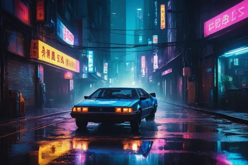 toyota ae85,tokyo,tokyo city,shanghai,nissan skyline,3d car wallpaper,urban,taipei,cyberpunk,mazda rx-7,vapor,nissan,honda nsx,neon arrows,corolla,80s,blue rain,retro car,toyota supra,cityscape,Illustration,Japanese style,Japanese Style 09