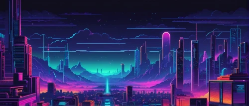 futuristic landscape,cityscape,cyberpunk,fantasy city,colorful city,metropolis,dusk background,background screen,pixel cells,retro background,scifi,refinery,vast,purple wallpaper,80's design,ancient city,city skyline,digital background,space port,screen background,Illustration,Retro,Retro 15