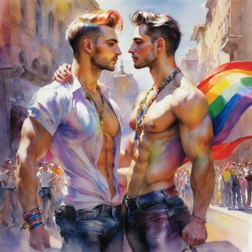 glbt,gay love,pride parade,gay pride,lgbtq,gay couple,fuller's london pride,stonewall,gay men,pride,gay,homosexuality,kissing,rainbow flag,rainbow background,watercolor,inter-sexuality,unicorn and rainbow,colorful heart,kiss,Illustration,Paper based,Paper Based 11