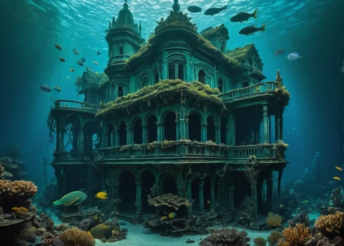 sunken church,underwater playground,house of the sea,ghost castle,ocean underwater,water castle,underwater world,underwater landscape,sunken ship,underwater oasis,under the sea,undersea,under sea,underwater,underwater background,under water,haunted castle,submerged,under the water,atlantis,Photography,Documentary Photography,Documentary Photography 06