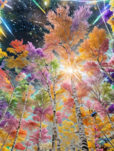 colorful tree of life,autumn forest,autumn in japan,magic tree,autumn background,fairy forest,fairy galaxy,autumn tree,forest of dreams,colorful star scatters,autumn trees,light of autumn,fairy world,deciduous forest,colorful leaves,fallen colorful,sunlight through leafs,the trees in the fall,multiple exposure,autumn scenery