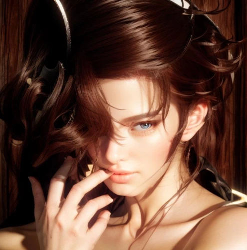 croft,realdoll,lara,romantic portrait,femme fatale,sepia,french silk,gentiana,playstation 3,tying hair,portrait background,cat eyes,playstation 3 accessory,cat eye,mari makinami,cosmetic brush,female beauty,fantasy girl,burning hair,jewelry