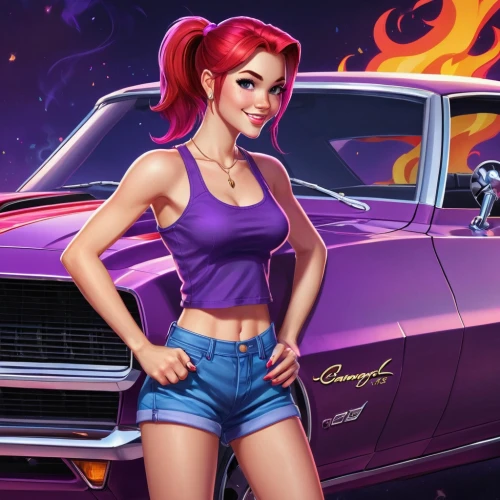 muscle car cartoon,dodge la femme,car mechanic,hot rod,retro girl,starfire,chevrolet bel air,girl and car,ford xm falcon,retro pin up girl,ford el falcon,chevrolet el camino,hood ornament,lincoln capri,dodge ram rumble bee,pin-up girl,pontiac ventura,pin up girl,ford thunderbird,retro woman,Unique,Pixel,Pixel 05