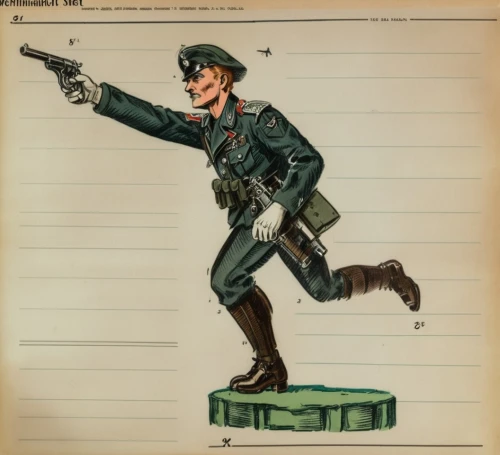 man holding gun and light,policeman,carabinieri,jägermeister,grenadier,military person,submachine gun,advertising figure,ww1,military officer,fahlschwanzkolibri,vintage illustration,schutzhund,first world war,1943,patrol,deutsche bundespost,vintage ilistration,1944,franz ferdinand,Unique,Design,Character Design