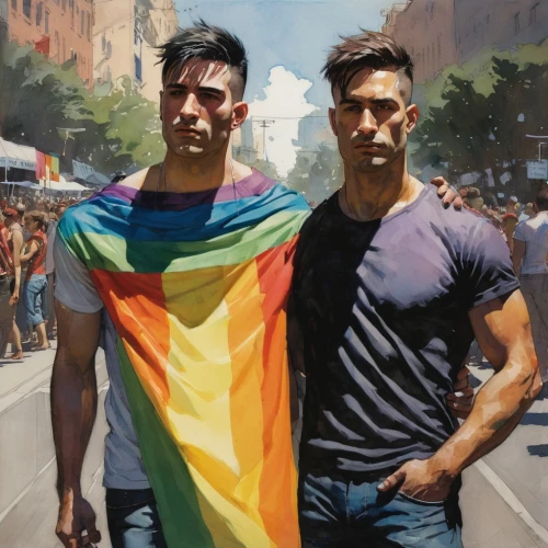 glbt,pride parade,gay couple,gay men,gay pride,gay love,lgbtq,pride,stonewall,fuller's london pride,gay,homosexuality,rainbow flag,latino,soft flag,inter-sexuality,oil on canvas,husbands,vegan icons,oil painting on canvas,Illustration,Paper based,Paper Based 05