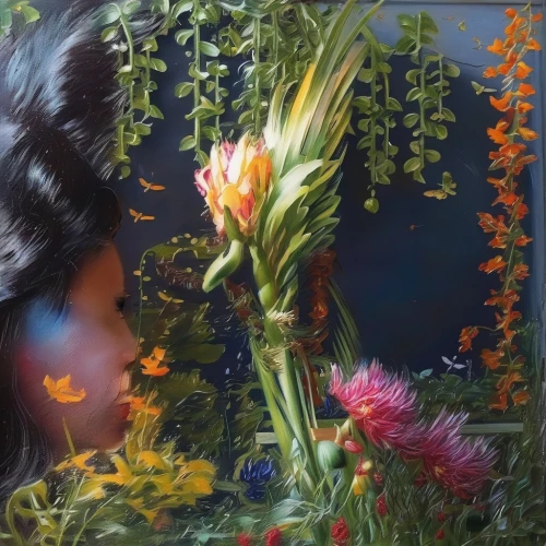 girl in flowers,garden-fox tail,cloves schwindl inge,flower painting,floral composition,flower arranging,girl picking flowers,ikebana,splendor of flowers,kahila garland-lily,girl in the garden,sunflowers in vase,girl in a wreath,secret garden of venus,wreath of flowers,flower nectar,splendens,iranian nowruz,flora,loosestrife and pomegranate family,Illustration,Paper based,Paper Based 04