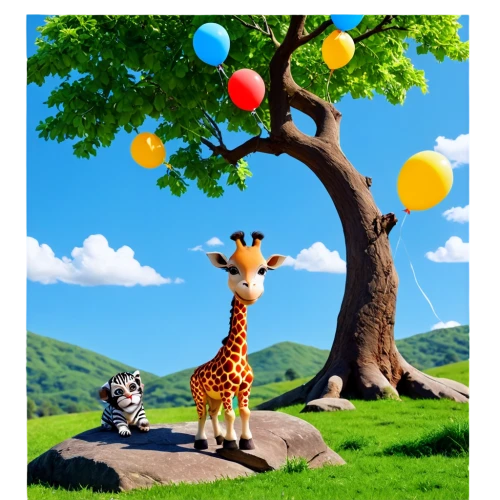 animal balloons,giraffes,two giraffes,giraffe plush toy,children's background,giraffe,giraffidae,hot-air-balloon-valley-sky,colorful balloons,baloons,owl balloons,whimsical animals,happy birthday balloons,forest animals,corner balloons,balloon trip,cute animals,kids' things,balloons flying,balloons,Conceptual Art,Fantasy,Fantasy 06