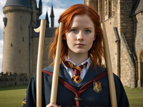 broomstick,hogwarts,wand,red-haired,fictional character,ginger rodgers,school uniform,rowan,brittany,clove,potter,albus,redheads,redhair,elenor power,fictional,willow,harry potter,main character,twiliight,Illustration,Realistic Fantasy,Realistic Fantasy 09