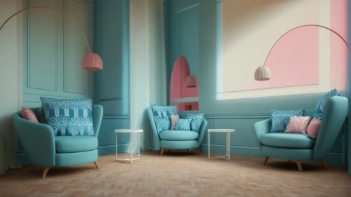 pink chair,beauty room,3d rendering,interiors,blue room,breakfast room,danish room,sitting room,chairs,art deco background,soft furniture,interior decoration,3d render,interior design,salon,therapy room,pastel colors,danish furniture,the little girl's room,dining room,Photography,Documentary Photography,Documentary Photography 24