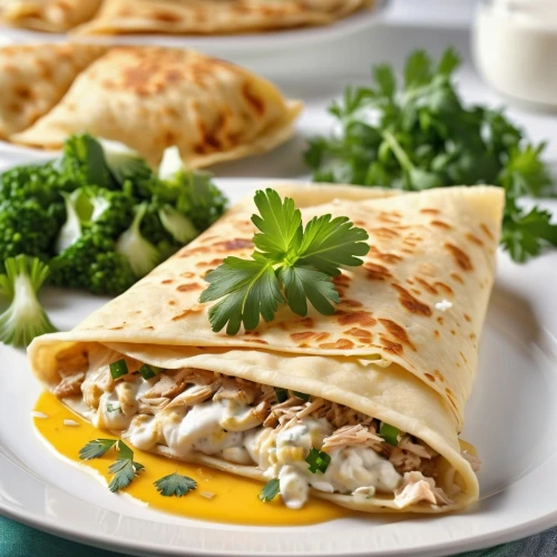 shrimp tortillas,piadina,lefse,tortillas,paratha roll,quesadilla,crêpe,beef pancake,chapati,grilled pineapple pork burrito,paratha,wrap roti,crepes,blini,sandwich wrap,corn tortilla,moo shu pork,tortilla,southwestern united states food,wraps,Photography,General,Realistic