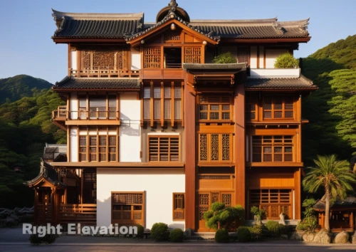danyang eight scenic,asian architecture,japanese architecture,chinese architecture,sanya,kumano kodo,traditional building,wooden house,wooden facade,dragon palace hotel,architectural style,ryokan,the golden pavilion,taiwan,residential house,classical architecture,private house,traditional house,golden pavilion,knight house,Photography,General,Realistic