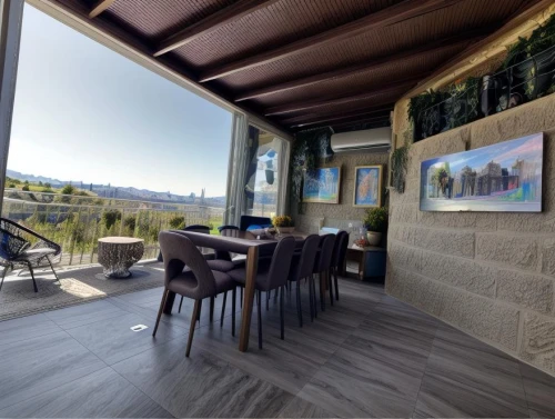 contemporary decor,outdoor table,roof terrace,patio,modern decor,stucco wall,outdoor dining,home interior,outdoor table and chairs,luxury home interior,wood deck,breakfast room,window film,block balcony,family room,tuscan,veranda,smart home,bonus room,hdr