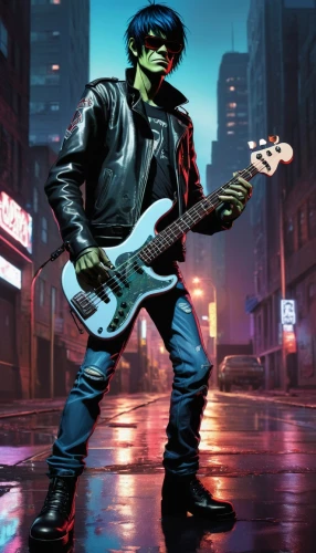 streampunk,electric guitar,guitar player,bass guitar,electric bass,street musician,beak the edge,rocker,guitarist,spotify icon,bassist,bass,guitor,painted guitar,jackal,rock music,rock 'n' roll,lead guitarist,rock band,rock penguin,Illustration,Black and White,Black and White 18