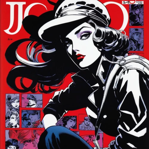 cover,jocote,black jane doe,magazine cover,joan of arc,rockabella,jigsaw,jigsaw puzzle,cruella de ville,goddess of justice,italian poster,comic book,retro women,jeotgal,comic style,juno,femme fatale,jet,icon collection,poison,Illustration,American Style,American Style 09