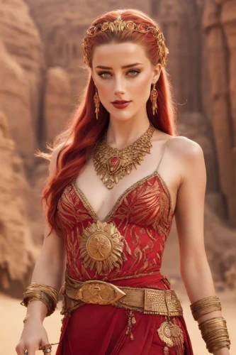 fantasy woman,celtic queen,female warrior,elaeis,red tunic,ancient costume,goddess of justice,aphrodite,athena,warrior woman,breastplate,thracian,full hd wallpaper,artemisia,the enchantress,cleopatra,red chief,fantasy warrior,arabian,red skin,Photography,Cinematic