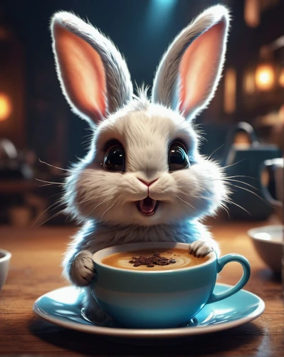 cappuccino,cute coffee,white rabbit,coffee background,cup of cocoa,bunny,little bunny,macchiato,little rabbit,mocaccino,white bunny,coffee break,rabbit,bunny smiley,drinking coffee,kopi luwak,teacup,coffee time,hot drink,no ear bunny