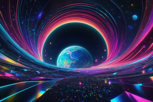 prism ball,wormhole,planet,vortex,colorful spiral,space,cyberspace,earth in focus,other world,outer space,orbital,universe,inner space,alien world,dimensional,alien planet,spheres,planet eart,space art,prism,Illustration,Japanese style,Japanese Style 17