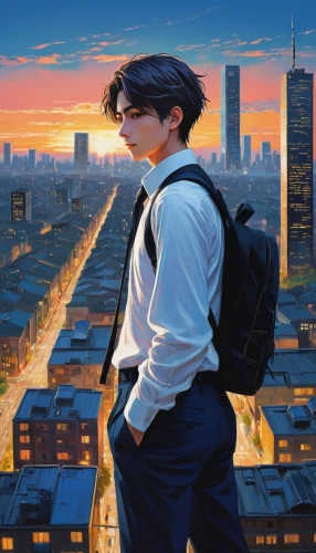 detective conan,dusk background,school boy,bellboy,anime cartoon,white-collar worker,city youth,tokyo ¡¡,anime boy,hong,would a background,city trans,city ​​portrait,guk,busan night scene,drexel,student,evangelion,ten,persona,Art,Artistic Painting,Artistic Painting 04