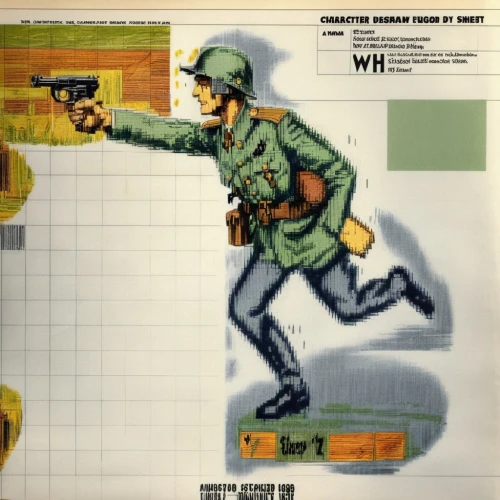 combat pistol shooting,submachine gun,game illustration,patrol,red army rifleman,infantry,war correspondent,federal army,computer game,ww2,second world war,wwii,world war ii,game drawing,gdr,rifleman,world war,grenadier,vietnam,c64,Unique,Design,Character Design