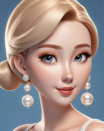 princess' earring,elsa,earrings,princess anna,doll's facial features,rapunzel,pearls,pearl necklaces,pearl necklace,earring,love pearls,natural cosmetic,barbie,princess sofia,cute cartoon character,stylized macaron,cynthia (subgenus),cinderella,3d model,jasmine,Unique,3D,3D Character