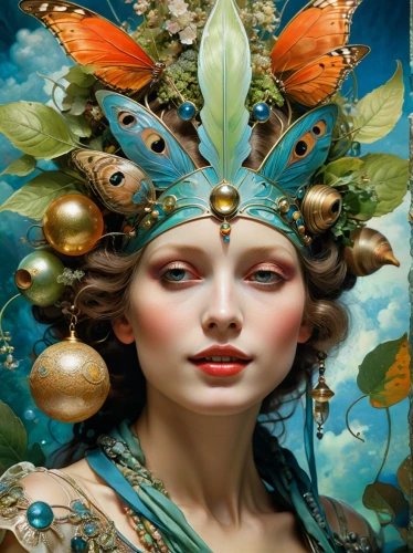 faery,faerie,fairy peacock,ulysses butterfly,fantasy art,fantasy portrait,fairy queen,dryad,cupido (butterfly),the carnival of venice,vintage fairies,fractals art,girl in a wreath,baroque angel,fairy,adornments,fantasy picture,fairies aloft,flower fairy,mystical portrait of a girl,Conceptual Art,Fantasy,Fantasy 05