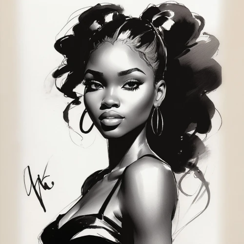 brandy,digital painting,black woman,girl drawing,afro american girls,african woman,charcoal pencil,digital art,african american woman,charcoal,sketch,girl portrait,digital artwork,graphite,studies,digital drawing,caricaturist,digital illustration,caricature,monoline art,Illustration,Black and White,Black and White 08