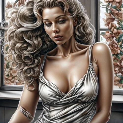 blonde woman,david bates,african american woman,art painting,oil painting on canvas,silver lacquer,oil painting,italian painter,botticelli,romantic portrait,silver,world digital painting,airbrushed,femme fatale,bodypaint,artistic portrait,bodypainting,silversmith,oil on canvas,photo painting