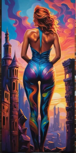 bodypainting,woman's backside,la violetta,neon body painting,bodypaint,body painting,rapunzel,art painting,italian painter,psychedelic art,graffiti art,oil on canvas,oil painting on canvas,ronda,illusion,woman playing,chalk drawing,painting technique,meticulous painting,fantasy art,Illustration,Realistic Fantasy,Realistic Fantasy 25