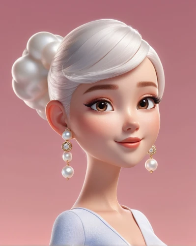 princess' earring,elsa,princess sofia,tiana,pearls,cute cartoon character,agnes,rapunzel,stylized macaron,disney character,princess anna,love pearls,earrings,pearl necklaces,pixie-bob,chignon,cinderella,pompadour,pearl necklace,updo,Unique,3D,3D Character