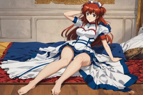 asuka langley soryu,red-haired,sitting,country dress,a girl in a dress,erika,sitting on a chair,queen cage,cinderella,red gown,girl sitting,anime japanese clothing,maid,kos,ball gown,wiz,bed skirt,cavalier,elza,poker primrose,Art,Classical Oil Painting,Classical Oil Painting 02