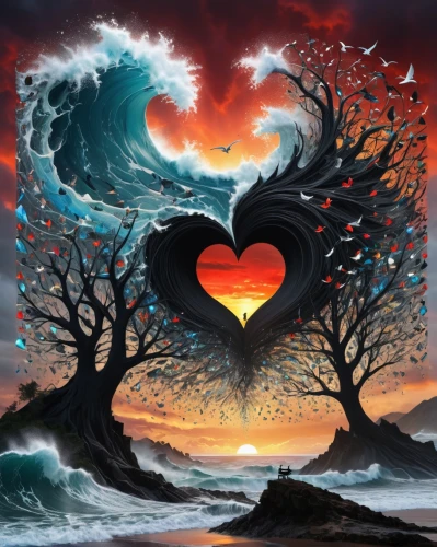 watery heart,tree heart,heart flourish,heart swirls,heart and flourishes,heart background,winged heart,fire heart,the heart of,handing love,colorful heart,painted hearts,love in air,two hearts,all forms of love,nature love,declaration of love,the luv path,flying heart,romantic scene,Illustration,Realistic Fantasy,Realistic Fantasy 05