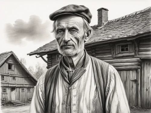 elderly man,a carpenter,pensioner,blacksmith,old man,game illustration,old age,farmer,carpenter,peddler,elderly person,merchant,geppetto,east-european shepherd,vendor,farmer in the woods,new echota,hand-drawn illustration,thames trader,lapponian herder,Illustration,Black and White,Black and White 35