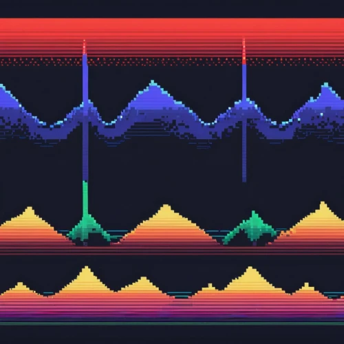 waveform,soundwaves,neon arrows,retro pattern,pulse trace,zigzag background,signals,music border,spectrum,oscilloscope,frequency,fluctuation,retro background,seismic,pixel cells,neon ghosts,zigzag,currents,80's design,retro music,Unique,Pixel,Pixel 01