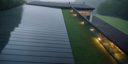 3d rendering,roof landscape,turf roof,flat roof,grass roof,flooded pathway,render,japanese architecture,walkway,infinity swimming pool,archidaily,water wall,artificial turf,modern house,house with lake,artificial grass,reflecting pool,modern architecture,residential house,terraced,Photography,General,Realistic