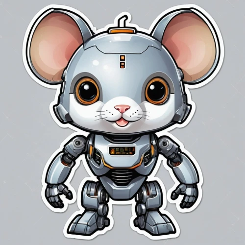 lab mouse icon,minibot,computer mouse,mouse,chat bot,cyborg,chinchilla,vector illustration,cute cartoon character,rat,funko,gray animal,atom,rataplan,color rat,rodent,soft robot,white footed mouse,gray kitty,robot icon,Unique,Design,Sticker