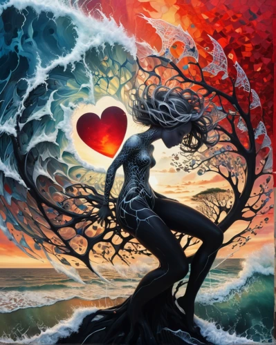 heart flourish,heart chakra,tree heart,watery heart,heart and flourishes,handing love,all forms of love,mother earth,adam and eve,lover's grief,the zodiac sign pisces,heart energy,fire heart,heart swirls,emancipation,aquarius,equilibrium,the heart of,siren,tidal wave,Illustration,Realistic Fantasy,Realistic Fantasy 05