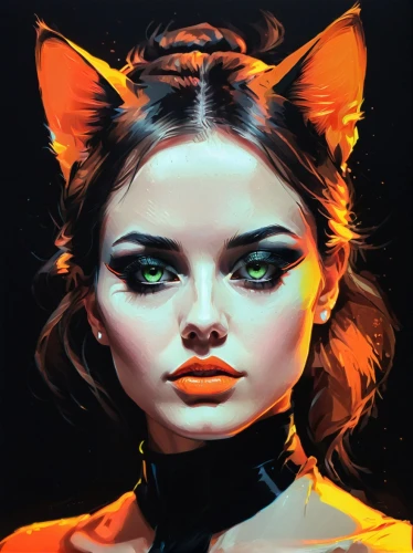 digital painting,feline look,feline,world digital painting,fantasy portrait,cat eye,drawing cat,catwoman,digital art,calico cat,cat vector,siamese cat,cat eyes,cat's eyes,digital illustration,neon makeup,digital artwork,neon body painting,hand digital painting,cat portrait,Conceptual Art,Fantasy,Fantasy 32