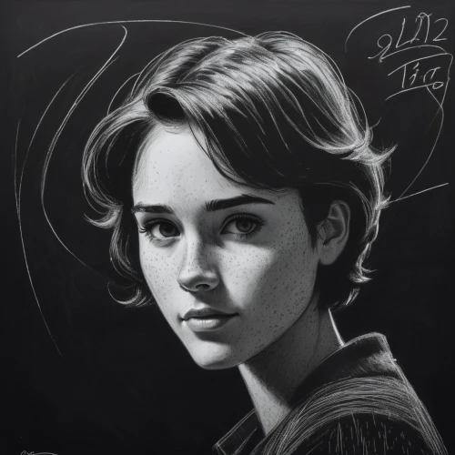 daisy jazz isobel ridley,chalk drawing,clementine,princess leia,katniss,girl portrait,girl drawing,audrey,portrait of a girl,charcoal drawing,charcoal pencil,digital painting,child portrait,chalkboard,chalk blackboard,rose drawing,lotus art drawing,eleven,digital drawing,chalk board,Illustration,Black and White,Black and White 08