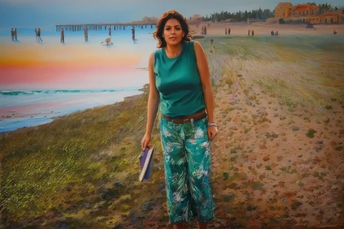 photo painting,girl on the dune,oil painting,yogananda,beach background,woman walking,oil painting on canvas,pismo beach,girl in a long dress,beach walk,aptos,yogananda guru,art painting,girl in a long,girl with tree,girl with a dolphin,oil on canvas,beach landscape,walk on the beach,the beach-grass elke,Illustration,Paper based,Paper Based 04