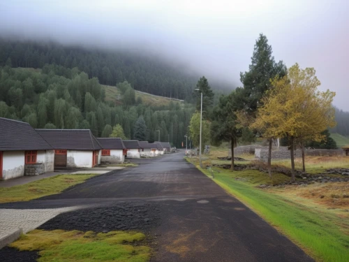 glenclova,housing estate,carcross,cottages,geothermal energy,trossachs national park - dunblane,townhouses,row of houses,chalets,aurora village,seyðisfjörður,human settlement,residential area,holiday motel,digital compositing,wooden houses,the driveway was paved,bogart village,flåm,temperate coniferous forest,Photography,General,Realistic