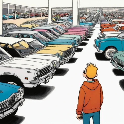 car dealership,car cemetery,car dealer,car sales,muscle car cartoon,auto sales,cars cemetry,old cars,automobiles,volvo 140 series,salvage yard,ford prefect,car showroom,junk yard,rusty cars,volvo 164,cars,volvo cars,toy cars,cartoon car,Illustration,Paper based,Paper Based 27