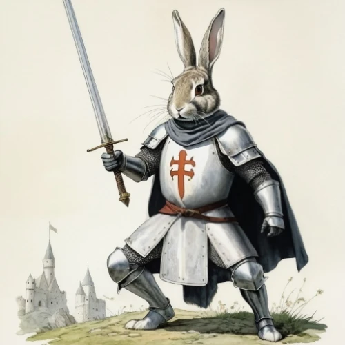 crusader,european rabbit,flemish,lepus europaeus,christdorn,gray hare,templar,heraldic animal,nuncio,carthusian,domestic rabbit,knight,zwartnek arassari,white rabbit,field hare,white bunny,medieval,knight armor,easter bunny,joan of arc