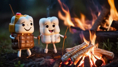 marshmallows,marshmallow art,campfire,s'more,real marshmallow,campfires,ice cream on stick,mallow family,bonfire,marshmallow,stick kids,snowman marshmallow,drug marshmallow,camp fire,yakitori,fireside,barbecue torches,wooden figures,stick children,wood fire,Photography,General,Cinematic